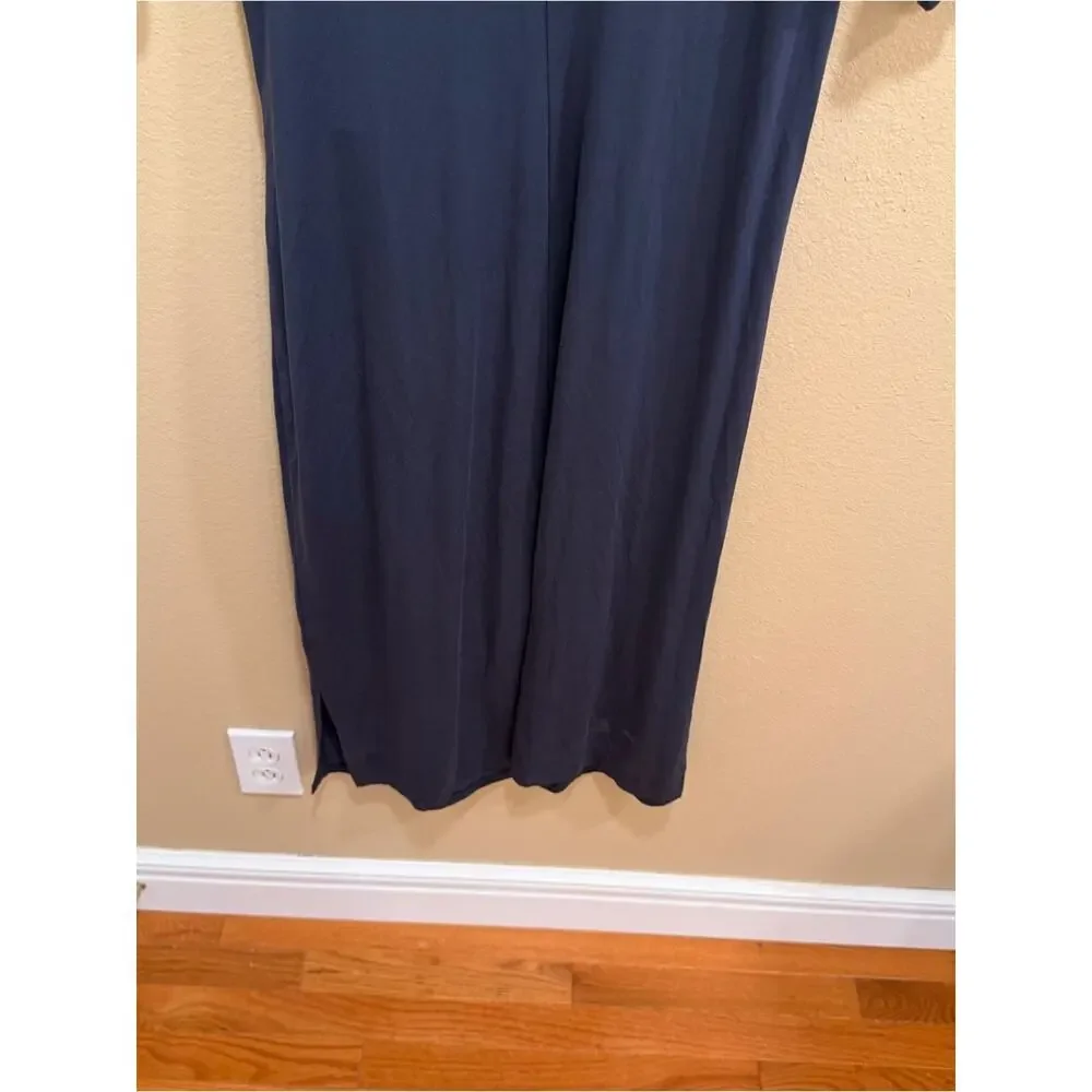 Garnet Hill Navy Tie-Detail Midi Dress Large